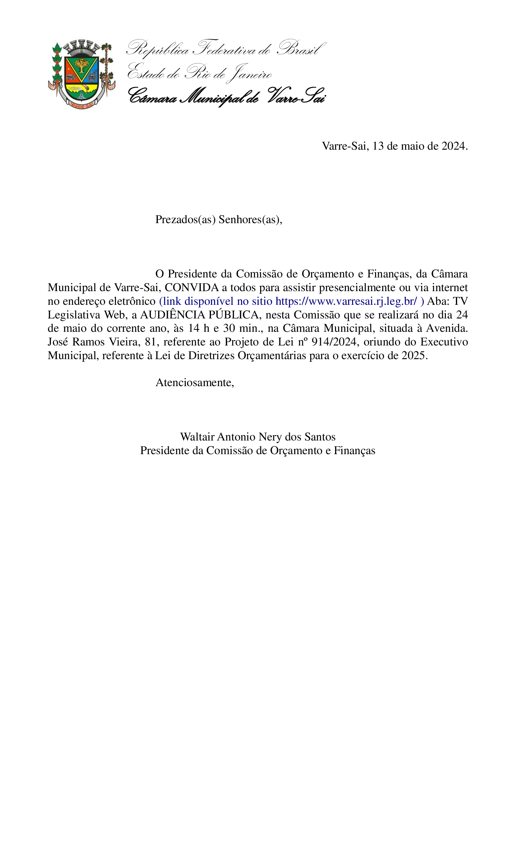 Convite audiência publica LDO 2025